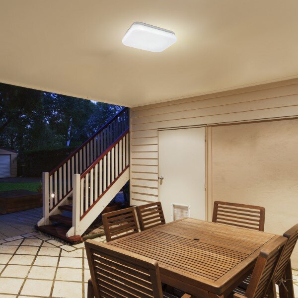 RABALUX 77137 Lowar venkovní stropní svítidlo se senzorem 285x285mm LED 18W/1150lm 3000K IP44 bílá