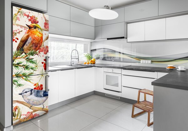 Nálepka fototapeta lednička Ptáci a květiny FridgeStick-70x190-f-73252518