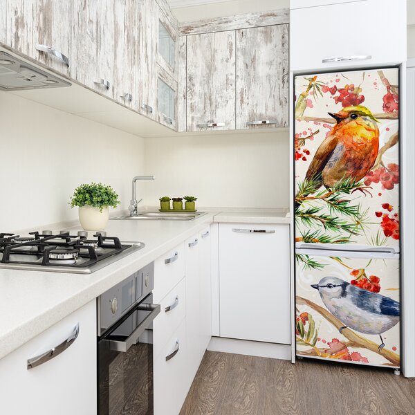 Nálepka fototapeta lednička Ptáci a květiny FridgeStick-70x190-f-73252518
