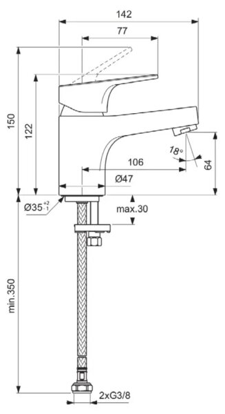Ideal Standard BD391AA - Umyvadlová baterie CERABA 12,2 cm lesklý chrom