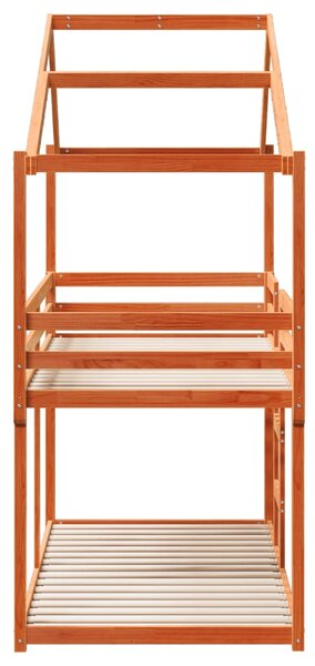 Patrová postel se střechou voskově hnědá 90x190 cm borové dřevo 3282046