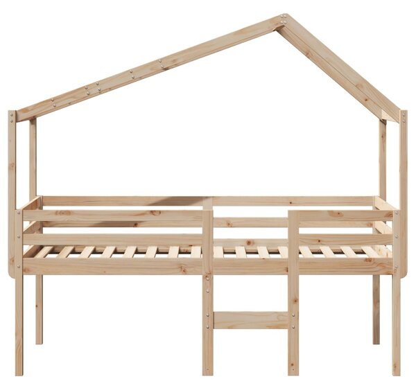 Patrová postel se střechou 80 x 200 cm masivní borové dřevo 3282055