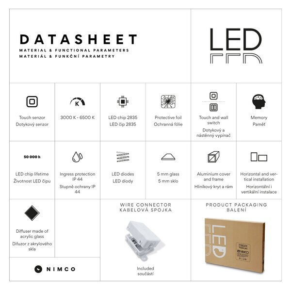 Nimco LED zrcadlo 12W, 80x70 cm s dotykovým senzorem