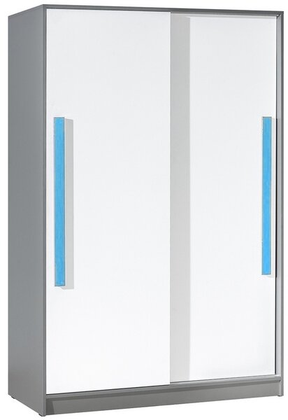 Šatní skříň s posuv. dveřmi GYT 13 antracit/bílá/modrá