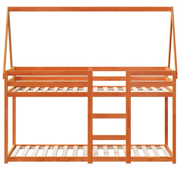 Patrová postel se střechou voskově hnědá 90x200 cm borové dřevo 3282078