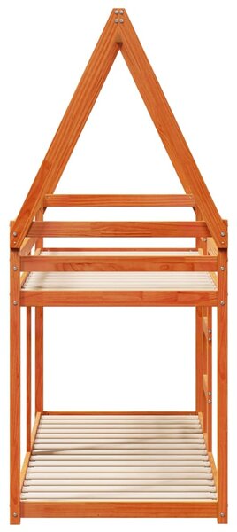 Patrová postel se střechou voskově hnědá 90x200 cm borové dřevo 3282078