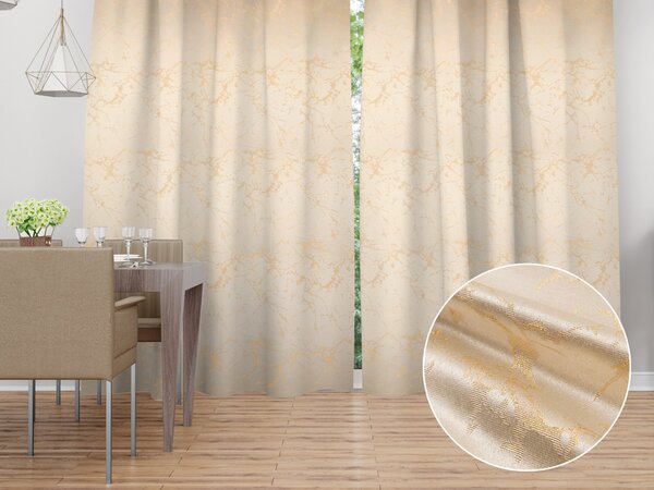 Biante Dekorační závěs Parma PM-115 Zlatý mramor na béžovém 145x140 cm