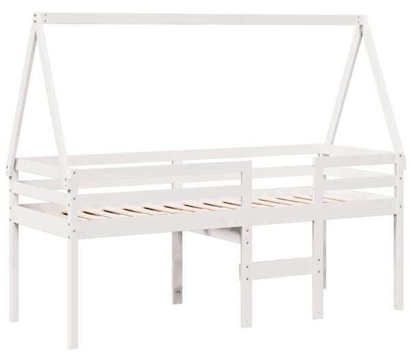 Patrová postel se střechou bílá 90 x 190 cm masivní borovice 3282099