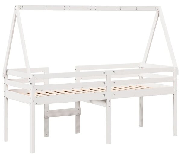 Patrová postel se střechou bílá 90 x 190 cm masivní borovice 3282099