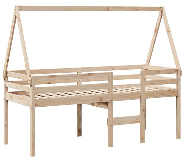 Patrová postel se střechou 80 x 200 cm masivní borové dřevo 3282095