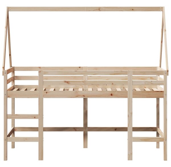 Patrová postel s žebříkem a střechou 80 x 200 cm borovice 3282112