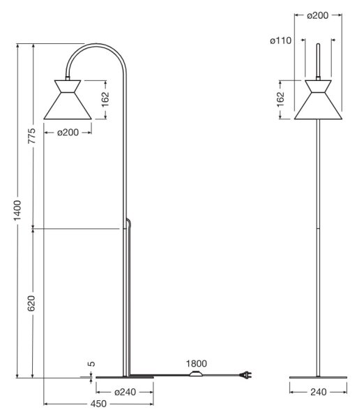 Osram - Stojací lampa DECOR WAIST 1xE27/40W/230V černá