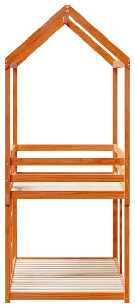 Patrová postel se střechou voskově hnědá 90x200 cm borové dřevo 3282118