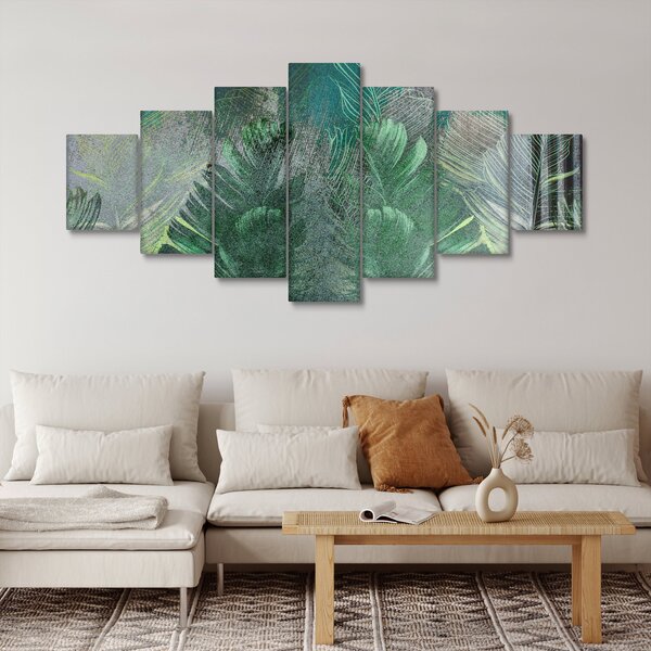 Obraz - Betonová textura s listy (210x100 cm)