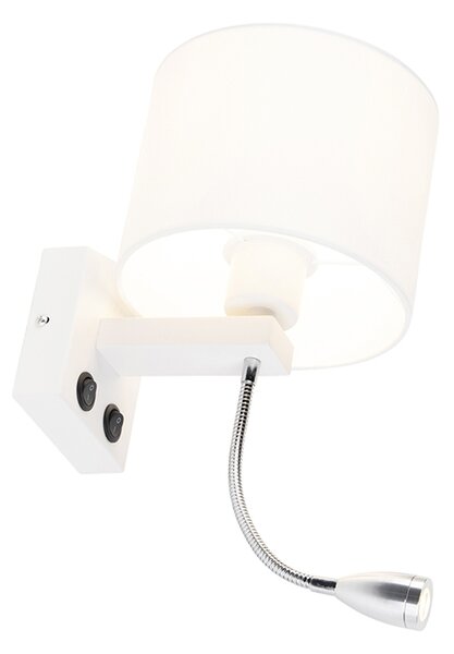 Moderní nástěnná lampa bílá s bílým stínítkem - Brescia