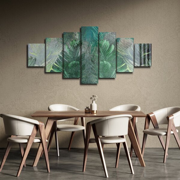 Obraz - Betonová textura s listy (210x100 cm)