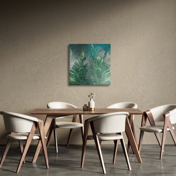 Obraz - Betonová textura s listy (30x30 cm)