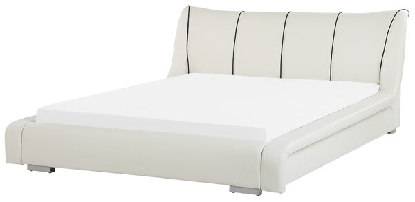 Kožená vodní postel 180 x 200 cm bílá NANTES