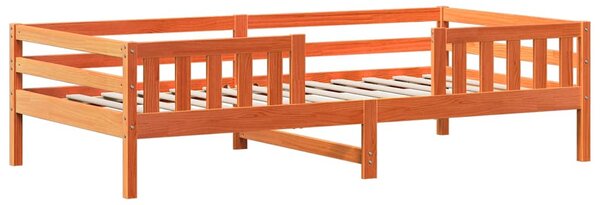 Postel a lavice se střechou voskově hnědá 75 x 190 cm borovice 3282185