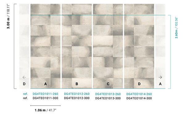 Vliesová fototapeta na zeď, imitace obkladu, DG4TEO1012-260, Wall Designs IV, Khroma by Masureel