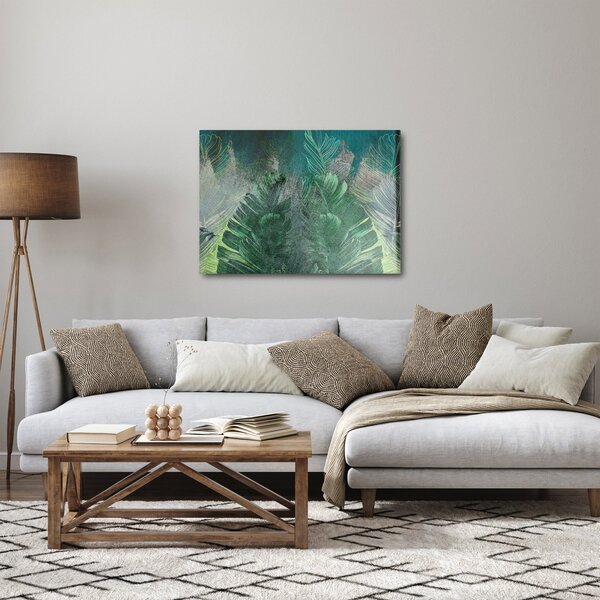 Obraz - Betonová textura s listy (70x50 cm)