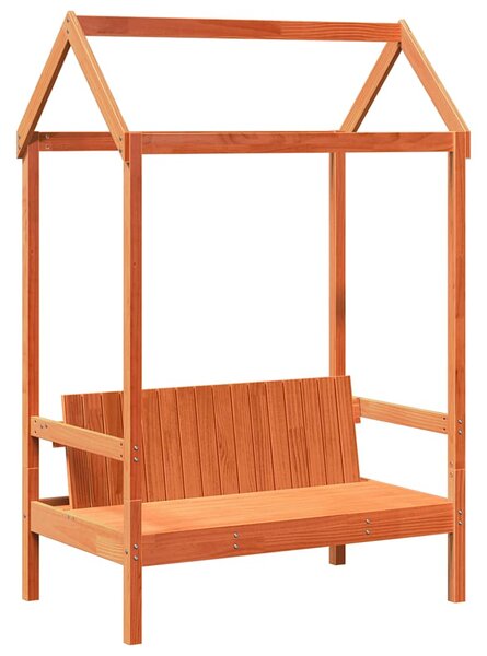 Postel a lavice se střechou voskově hnědá 75 x 190 cm borovice 3282185
