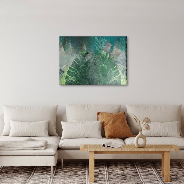 Obraz - Betonová textura s listy (70x50 cm)