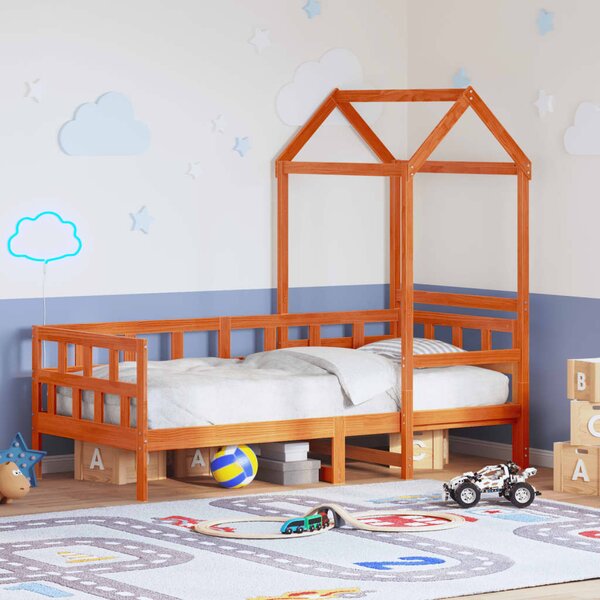 Válenda se střechou voskově hnědá 80 x 200 cm masivní borovice 3282239