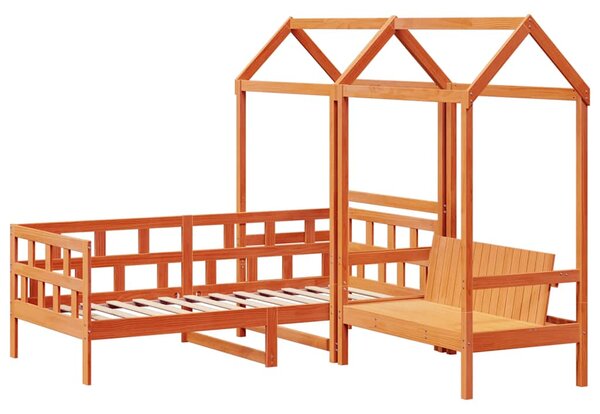 Válenda a lavice se střechou voskově hnědá 80 x 200 cm borovice 3282248