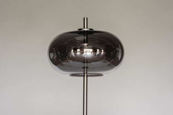Stojací designová lampa Atomo Black and Satin Steel (LMD)