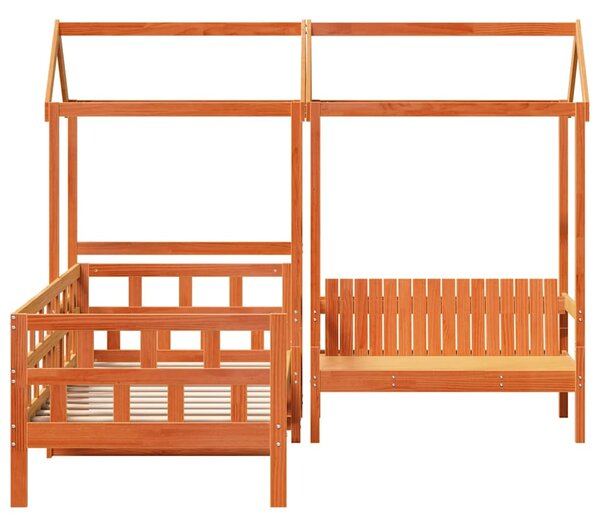 Válenda a lavice se střechou voskově hnědá 80 x 200 cm borovice 3282248