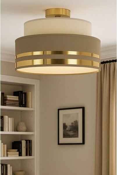 Stropní svítidlo TAMI 1xE27/60W/230V pr. 40 cm béžová/hnědá/zlatá