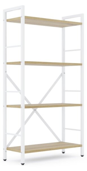Policový regál LOFT 110x60x24 4 polic Povrchová úprava: Dub-Biela