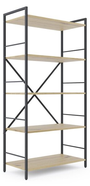 Policový regál LOFT 160x80x40 5 polic Povrchová úprava: Dub-Biela