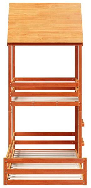 Patrová postel se střechou voskově hnědá 90x190 cm borové dřevo 3282398