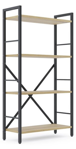 Policový regál LOFT 110x60x24 4 polic Povrchová úprava: Dub-Biela