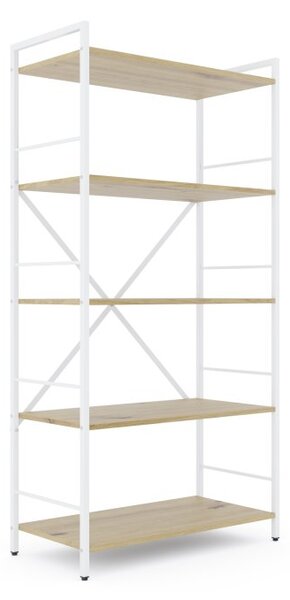Policový regál LOFT 160x80x40 5 polic Povrchová úprava: Dub-Biela