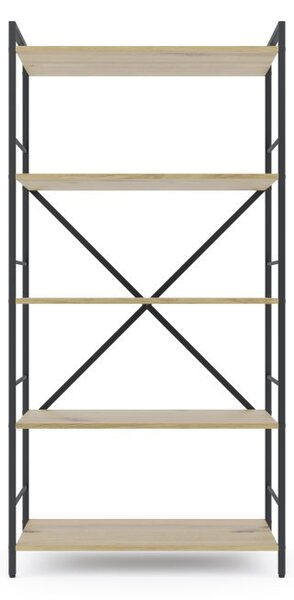 Policový regál LOFT 160x80x40 5 polic Povrchová úprava: Dub-Biela