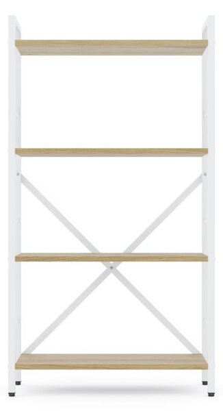 Policový regál LOFT 110x60x24 4 polic Povrchová úprava: Dub-Biela