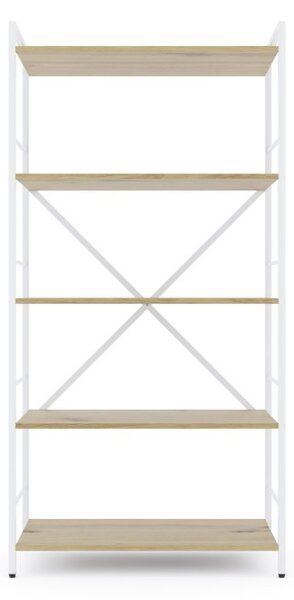 Policový regál LOFT 160x80x40 5 polic Povrchová úprava: Dub-Biela