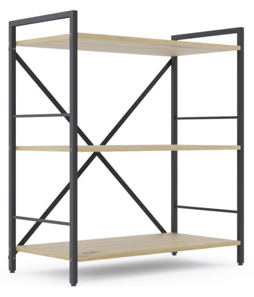 Policový regál LOFT 90x80x40 3 polic Povrchová úprava: Dub-Biela