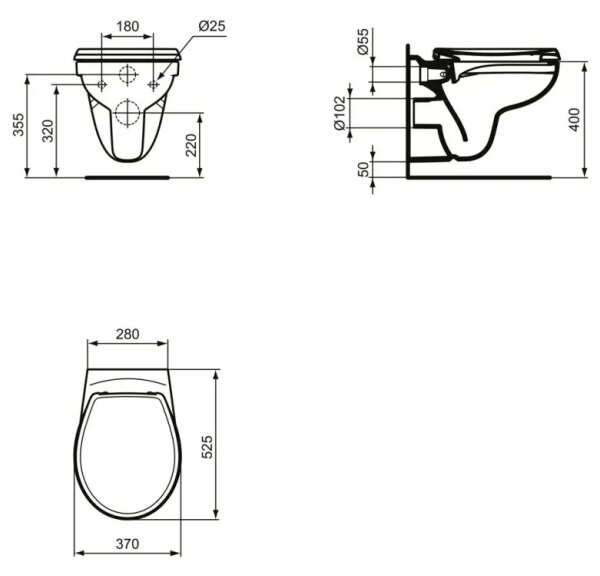 Ideal Standard K881001 - Závěsné WC Rimless EUROVIT keramika/bílá