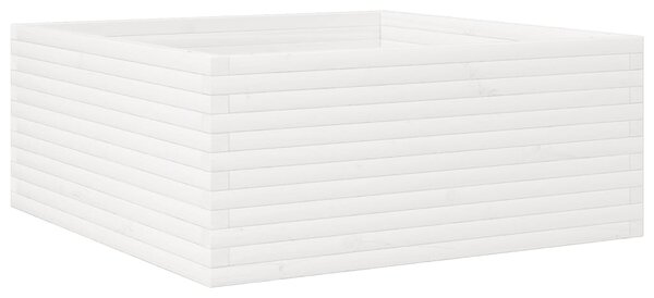 Zahradní truhlík bílý 110 x 110 x 46 cm masivní borové dřevo 3282435
