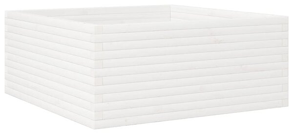 Zahradní truhlík bílý 110 x 110 x 46 cm masivní borové dřevo 3282435