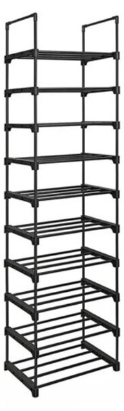Stohovatelný regál na boty TUBE, 10 polic, 45x30x174cm, černá SongmicsHome