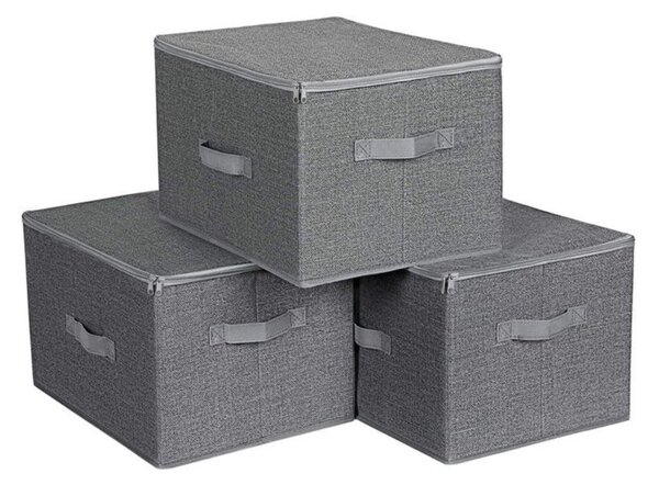 Úložné boxy ELVIS, 3ks, 40x30x25cm, šedá SongmicsHome