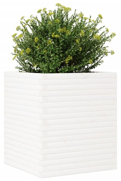 Zahradní truhlík bílý 60 x 60 x 68,5 cm masivní borovice 3282470