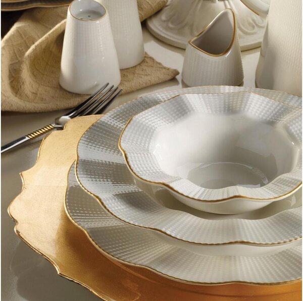 Jídelní sada 26 ks bílá/zlatá/porcelán