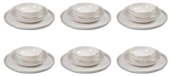 Jídelní sada 18 ks bílá/zlatá/porcelán