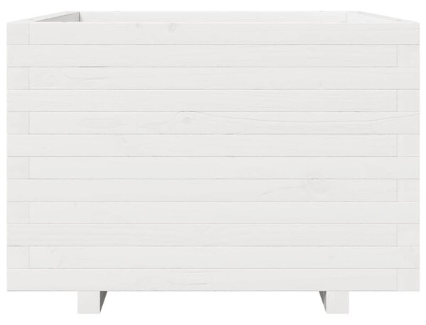 Zahradní truhlík bílý 70 x 70 x 49,5 cm masivní borové dřevo 3282525